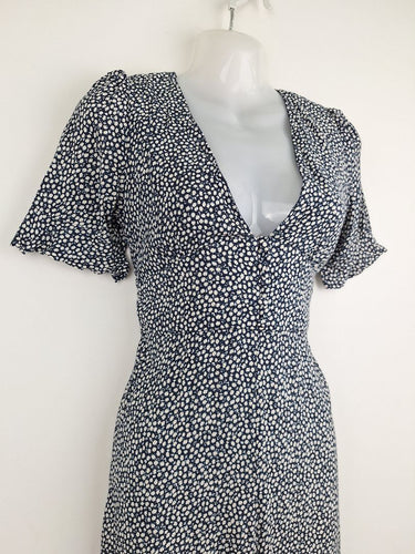 Second-Hand - DISSH Ditsy Floral Navy Jumpsuit Size 8 - SwapUp