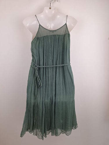 Second-Hand - Magali Pascal Bohemian Sage Studded Silk Mini Dress Size M - SwapUp