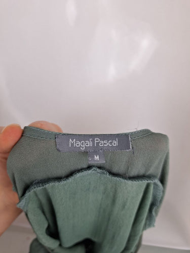 Second-Hand - Magali Pascal Bohemian Sage Studded Silk Mini Dress Size M - SwapUp