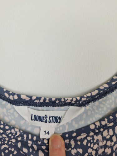 Second-Hand - Loobie's Story Soft Blue Animal Print Tank Top Size 14 - SwapUp