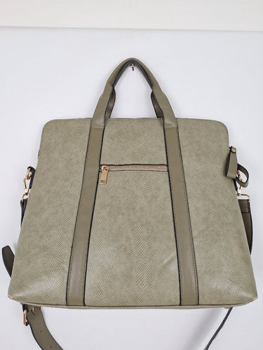 Second-Hand - Louenhide Olive Reptile Boxy Laptop Bag - SwapUp