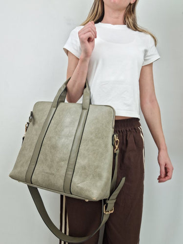 Second-Hand - Louenhide Olive Reptile Boxy Laptop Bag - SwapUp