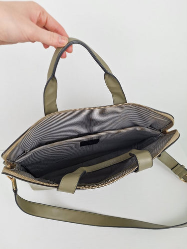Second-Hand - Louenhide Olive Reptile Boxy Laptop Bag - SwapUp