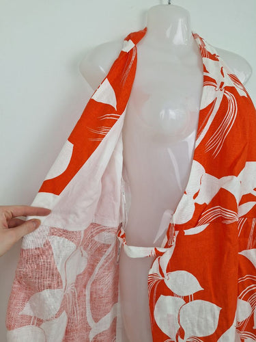 Second-Hand - Country Road Orange Floral Linen Wrap Dress Size 8 - SwapUp