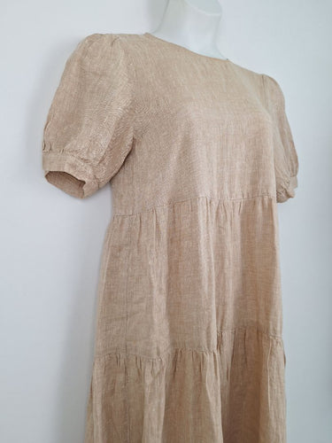 Second-Hand - Seed Ginger Linen Tiered Everyday Dress Size 8 - SwapUp