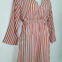 Second-Hand - Country Road Russet Stripe V Neck Midi Dress Size 8 - SwapUp