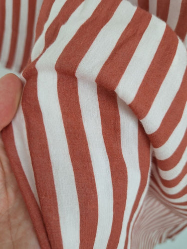 Second-Hand - Country Road Russet Stripe V Neck Midi Dress Size 8 - SwapUp
