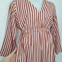 Second-Hand - Country Road Russet Stripe V Neck Midi Dress Size 8 - SwapUp