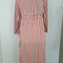 Second-Hand - Country Road Russet Stripe V Neck Midi Dress Size 8 - SwapUp