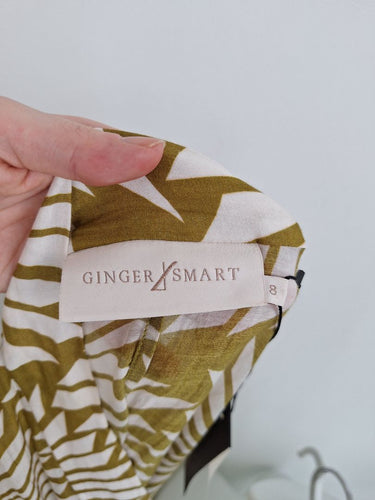 Second-Hand - Ginger & Smart Olive Pinwheel Midi Dress Size 8 - SwapUp