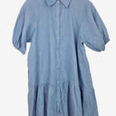 Second-Hand - Aere Coast Blue Linen Soft Puff Sleeve Dress Size 12 - SwapUp