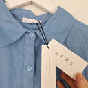 Second-Hand - Aere Coast Blue Linen Soft Puff Sleeve Dress Size 12 - SwapUp