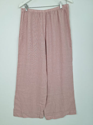 Second-Hand - Humidity Dusty Pink Linen Wide Leg Pants Size 10 - SwapUp