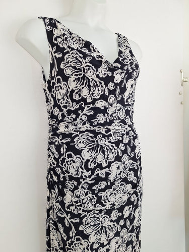 Second-Hand - Lauren Ralph Lauren Navy Rose Cowl Neck Mini Dress Size 10 - SwapUp