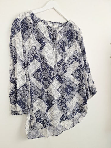 Second-Hand - Sportscraft Paisley Tie Front Blouse Size 14 - SwapUp