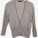 Second-Hand - David Lawrence Taupe Deep V Fine Knit Cardigan Size M - SwapUp