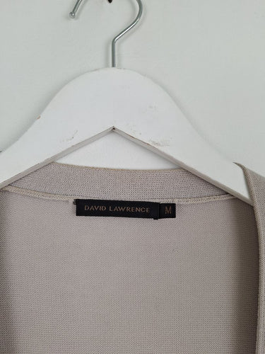 Second-Hand - David Lawrence Taupe Deep V Fine Knit Cardigan Size M - SwapUp