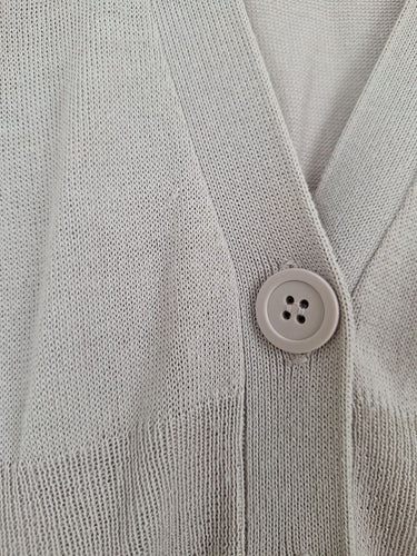 Second-Hand - David Lawrence Taupe Deep V Fine Knit Cardigan Size M - SwapUp