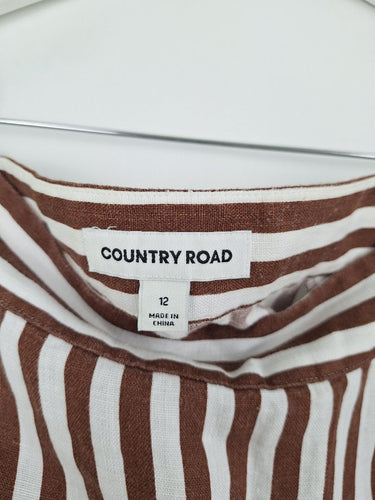 Second-Hand - Country Road Coco Stripe Linen Midi Skirt Size 12 - SwapUp