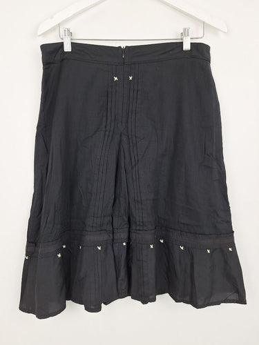 Second-Hand - Sita Murt Whimsical Embroidered Ruffle Midi Skirt Size 12 - SwapUp