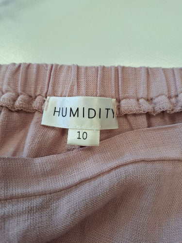 Second-Hand - Humidity Dusty Pink Linen Wide Leg Pants Size 10 - SwapUp
