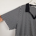 Second-Hand - Virtuelle Black Stripe Jersey Style T-shirt Size XXXL - SwapUp