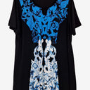 Second-Hand - Virtuelle Keyhole Cut Out Blue Flower Top Size XL - SwapUp
