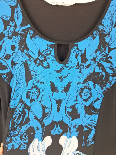 Second-Hand - Virtuelle Keyhole Cut Out Blue Flower Top Size XL - SwapUp