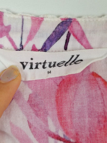 Second-Hand - Virtuelle Watercolour Tulip Pleated Blouse Size 14 - SwapUp
