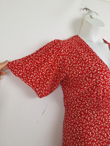 Second-Hand - Faithfull The Brand Red Tulip Midi Dress Size 12 - SwapUp