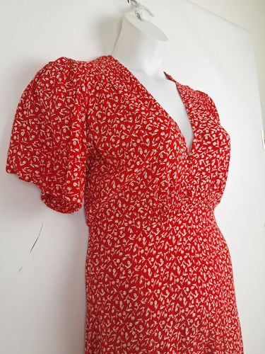 Second-Hand - Faithfull The Brand Red Tulip Midi Dress Size 12 - SwapUp