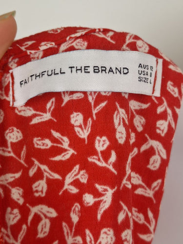 Second-Hand - Faithfull The Brand Red Tulip Midi Dress Size 12 - SwapUp