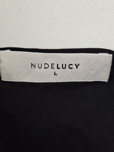 Second-Hand - Nude Lucy Refined Black Slinky Midi Dress Size L - SwapUp