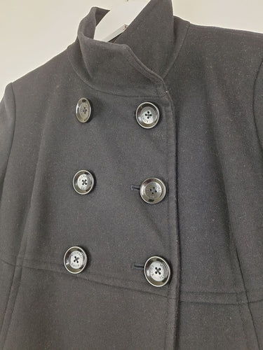 Second-Hand - Michael Kors Wool Blend Black Peacoat Coat Size 6 - SwapUp