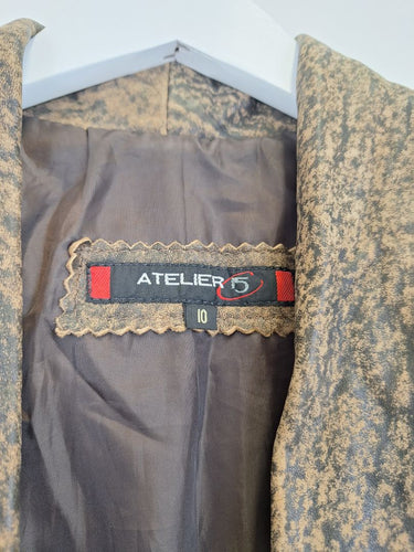 Second-Hand - Atelier 15 Rare Vintage Grunge Print Leather Jacket Size 10 - SwapUp