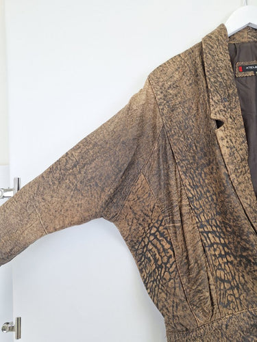 Second-Hand - Atelier 15 Rare Vintage Grunge Print Leather Jacket Size 10 - SwapUp