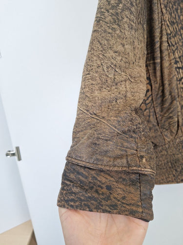 Second-Hand - Atelier 15 Rare Vintage Grunge Print Leather Jacket Size 10 - SwapUp