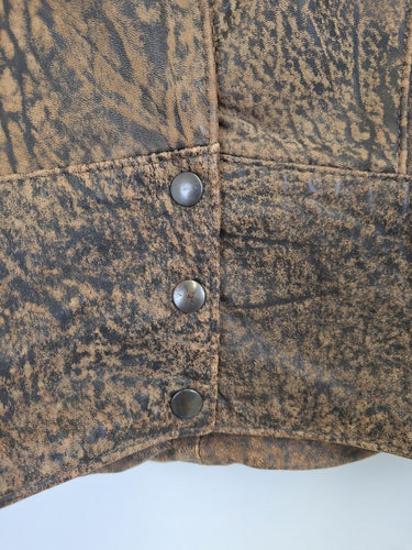 Second-Hand - Atelier 15 Rare Vintage Grunge Print Leather Jacket Size 10 - SwapUp