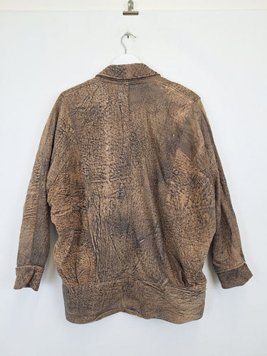 Second-Hand - Atelier 15 Rare Vintage Grunge Print Leather Jacket Size 10 - SwapUp