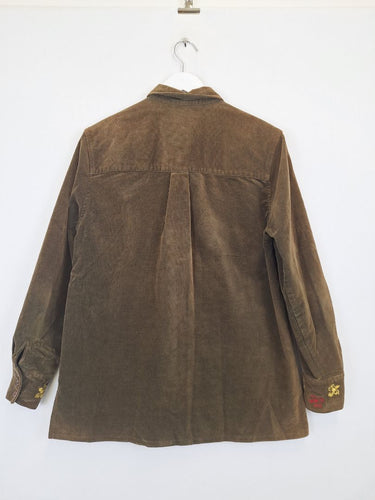 Second-Hand - Lavender Road Dark Olive Embroidered Detail Shirt Size 12 - SwapUp