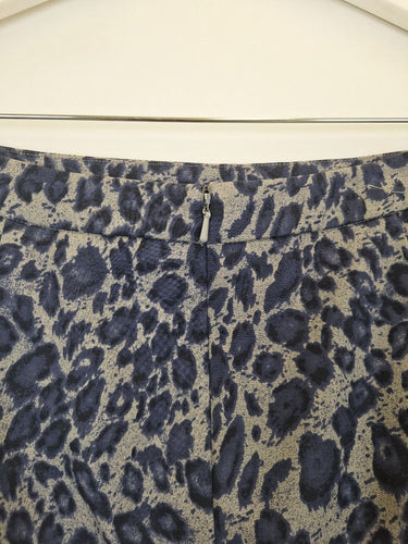 Second-Hand - Sportscraft Ink Blue Leopard Tailored Mini Skirt Size 10 - SwapUp