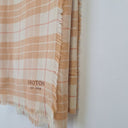 Second-Hand - Oroton Peach Checkered Fringe Edge Scarf - SwapUp