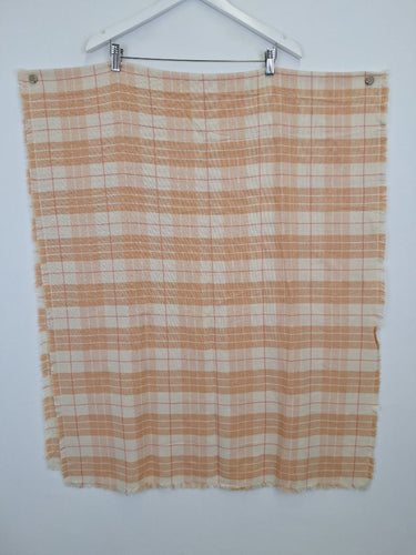Second-Hand - Oroton Peach Checkered Fringe Edge Scarf - SwapUp