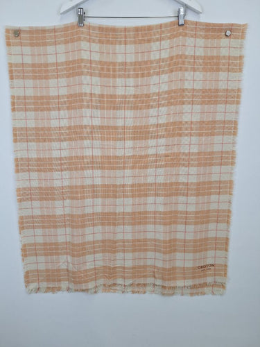 Second-Hand - Oroton Peach Checkered Fringe Edge Scarf - SwapUp
