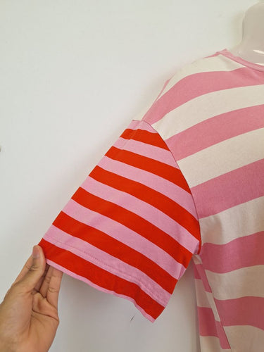 Second-Hand - United Colors of Benetton Candy Stripe Jersey T-Shirt Dress Size XS - SwapUp