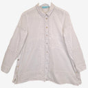 Second-Hand - Blue Illusion Semi Sheer Lace Patchwork Shirt Size XS - SwapUp