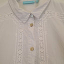 Second-Hand - Blue Illusion Semi Sheer Lace Patchwork Shirt Size XS - SwapUp