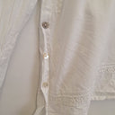 Second-Hand - Blue Illusion Semi Sheer Lace Patchwork Shirt Size XS - SwapUp