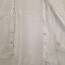 Second-Hand - Blue Illusion Semi Sheer Lace Patchwork Shirt Size XS - SwapUp