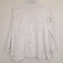 Second-Hand - Blue Illusion Semi Sheer Lace Patchwork Shirt Size XS - SwapUp